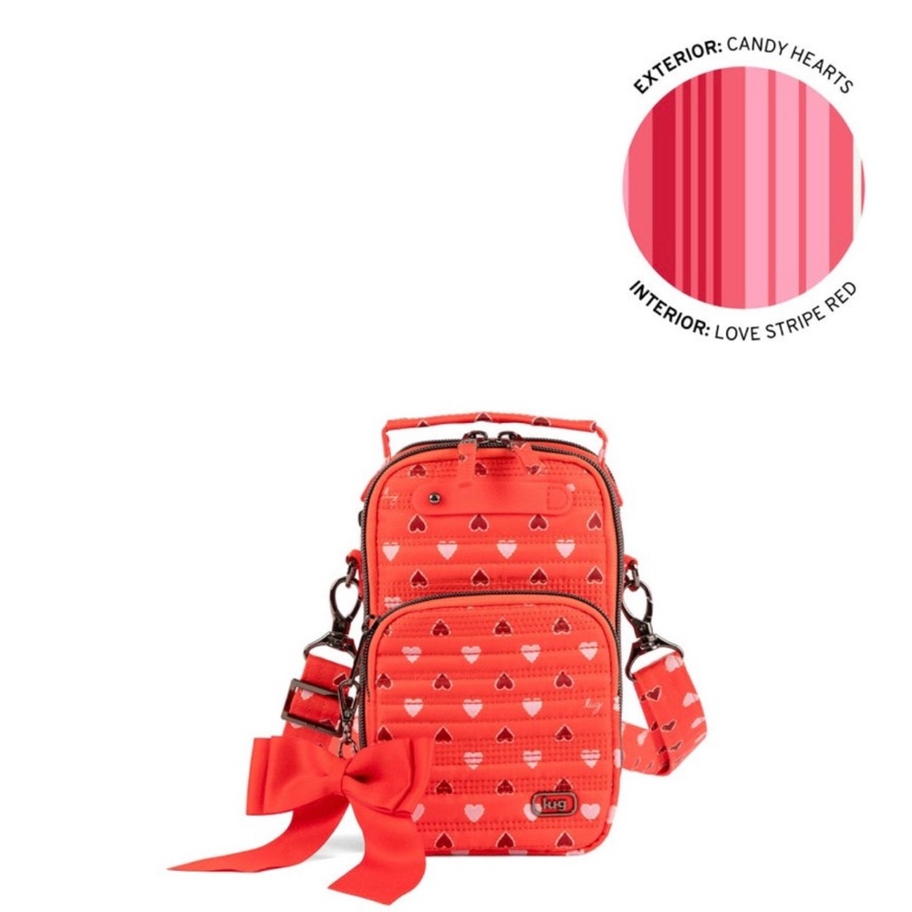 Lug Skeeter MiniBridge Love Convertible Crossbody with Bow. NWT “Candy Hearts”